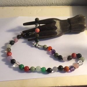 Necklace Multi-Color Jade Beads 24" and 11.5mm